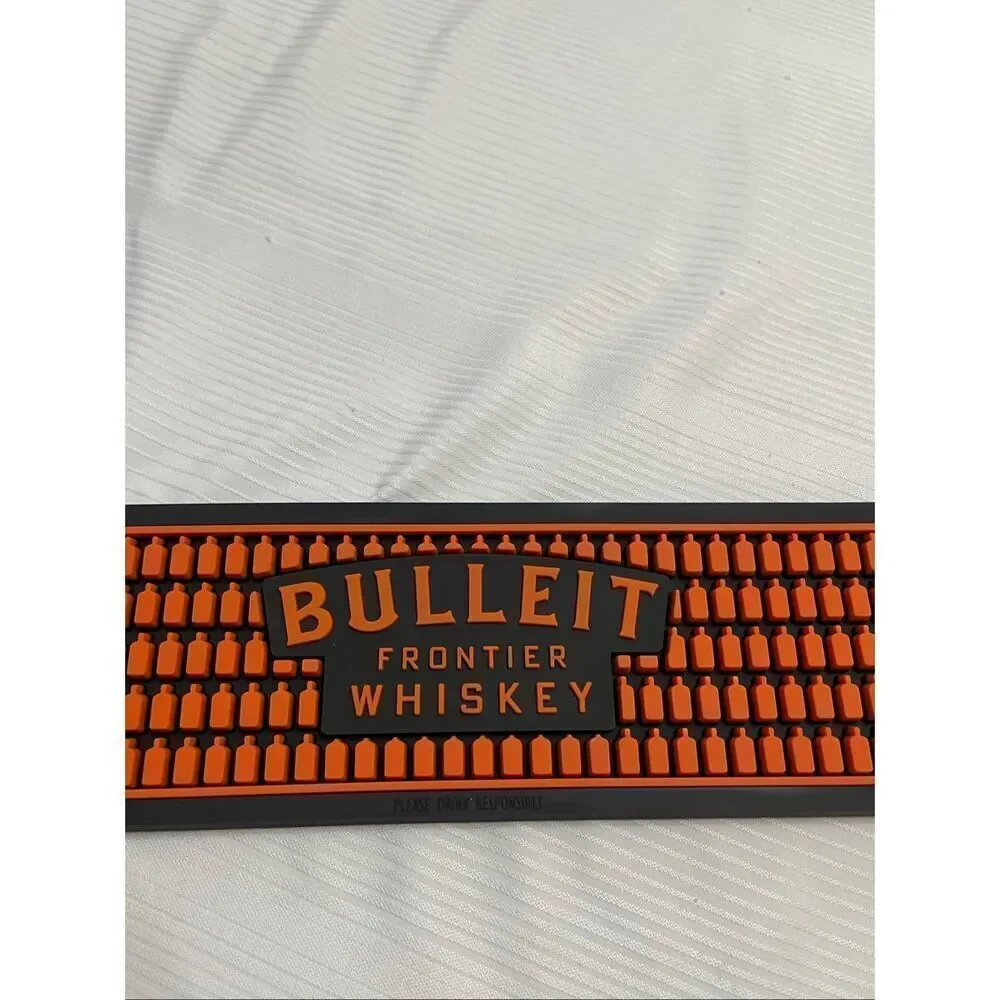 Bulleit Bourbon Whiskey BEER SPILL RAIL BAR MAT 3 1/2